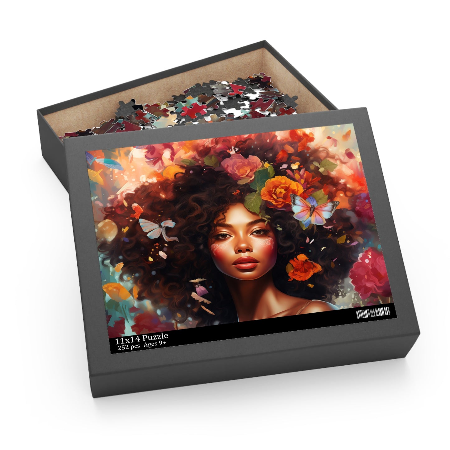 Flower Power Puzzle - 500 Piece Art Puzzle Featuring Vibrant Afro Beauty