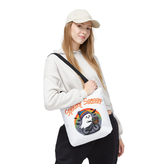 Spooky Season Tote Bag, Halloween Bag, Ghost Print Tote, Eco-Friendly Shopping Bag, Fun Fall Accessory
