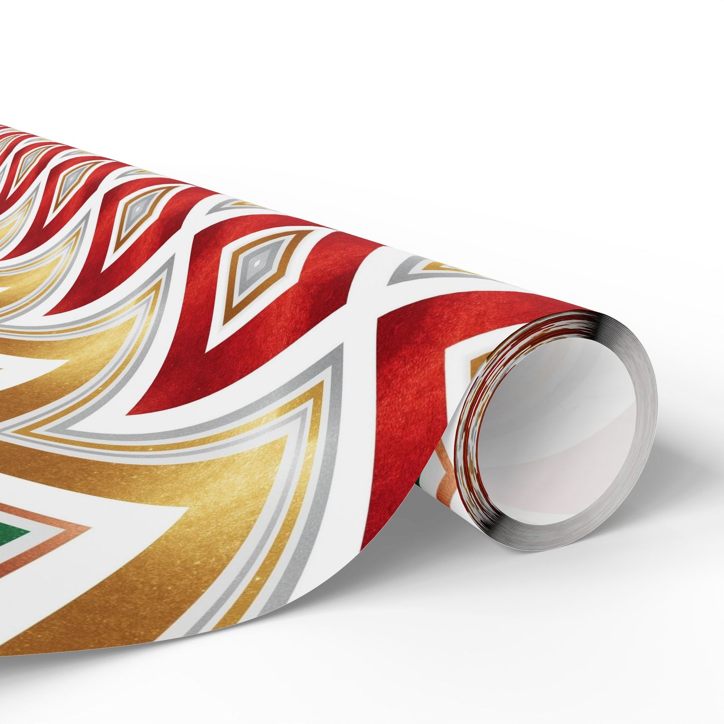 Retro Geometric Holiday Wrapping Paper | Red, Green & Gold Diamond Pattern | Modern Christmas Gift Wrap
