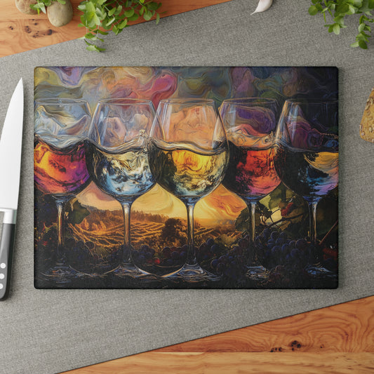 Elegant Wine-Themed Glass Cutting Board | Perfect for Entertaining & Gifting