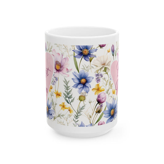 Floral Heart Ceramic Mug | Perfect Gift for Friends & Loved Ones