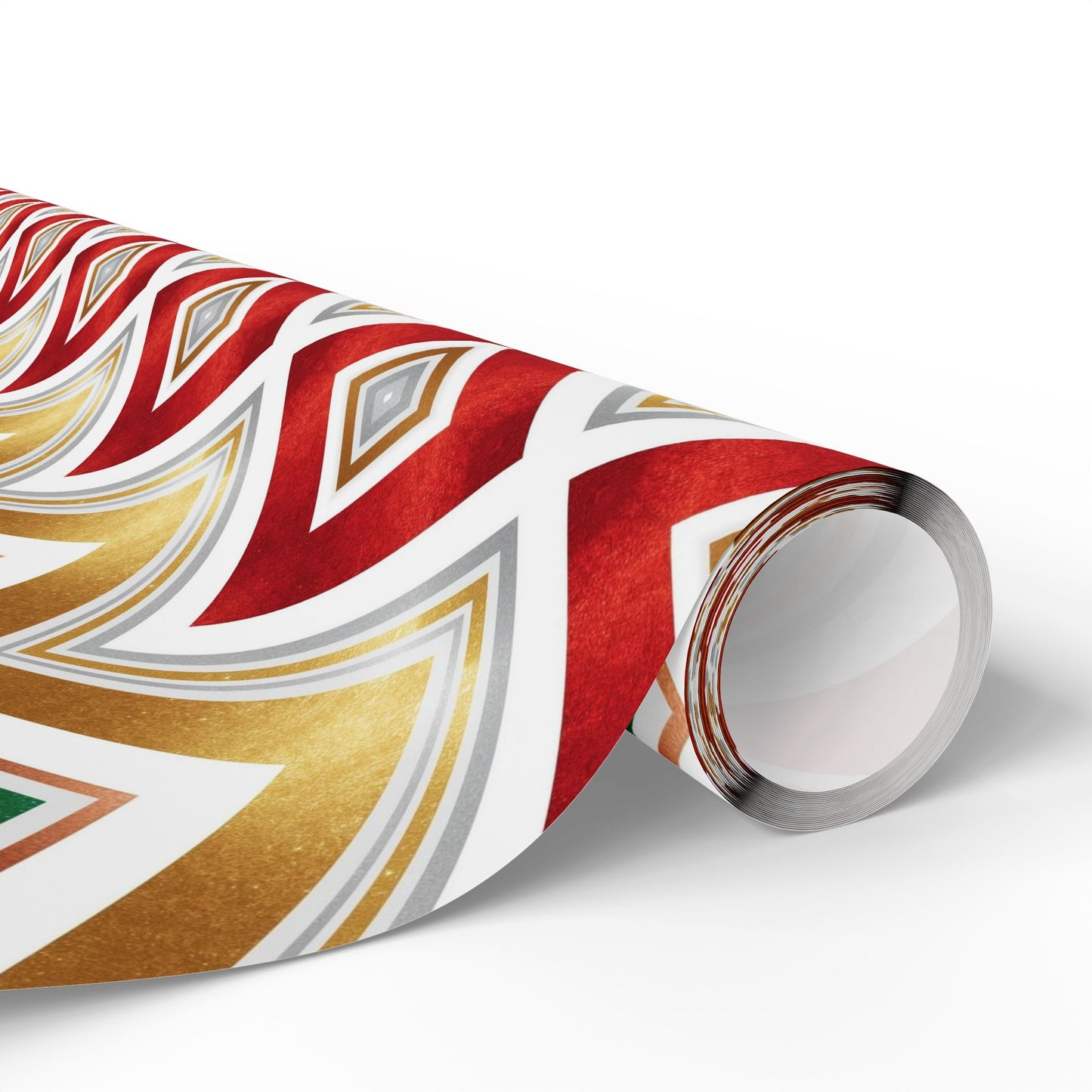 Retro Geometric Holiday Wrapping Paper | Red, Green & Gold Diamond Pattern | Modern Christmas Gift Wrap