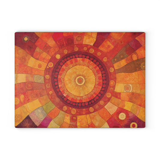 Vibrant Sunburst Glass Cutting Board - Artistic Kitchen Decor